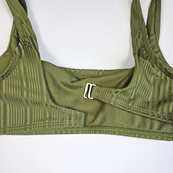 Salt + Cove Women's Juniors' Ribbed Two-Piece Bikini Set Green Swimwear Size M - Picture 9 of 16